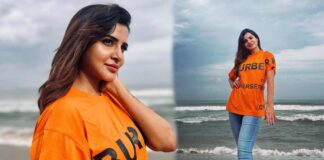 Ashu reddy enjoying the beach