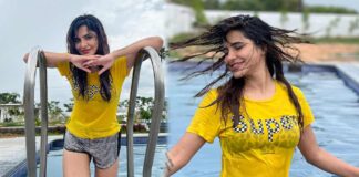 beautiful ashu reddy in swimming pool