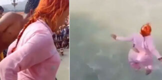 old woman jumps in to ganga river video viral