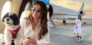 keerthi suresh special flight for pet dog