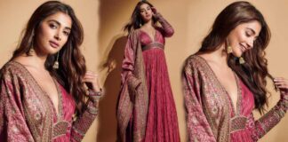pooja hegde on beautiful dress with beautiful expression