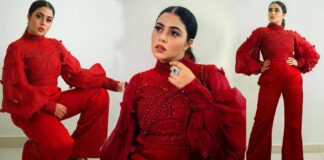 beautiful poorna on red color dress