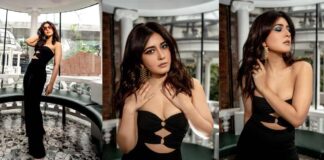 rashikhanna in a black dress
