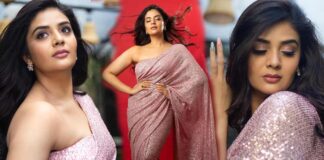 srimukhi in beautiful sari looking so grace