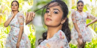Srimukhi in a short gown