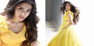 Krithi Shetti on beautyful yellow dress