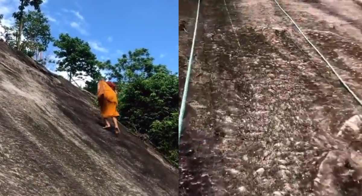 Viral Video : ఎటువంటి భద్రత లేకుండా పర్వతం ఎక్కిన సన్యాసి, ఆశ్చర్యం తో నోరెళ్ళబెట్టిన మౌంట్ రోవర్... monk who climbed a mountain without any security