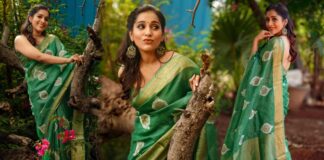 rashmi goutham on beautiful sari with nature