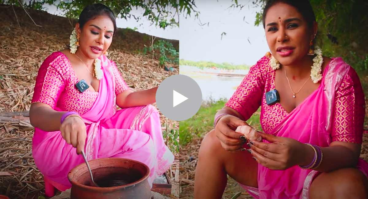 Sri Reddy : రొయ్యలు ములక్కాడ ఇగురు వండిన శ్రీ రెడ్డి, ములక్కాడ లు ఎవరికి పెట్టాలంటే.... Sri reddy coking prawns and drum sticks curry on village style