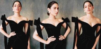 tamannah milk beauty shining like angel in black dress