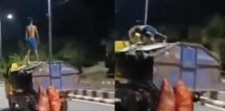 stunts on a moving vehicle Unexpected shock at the end