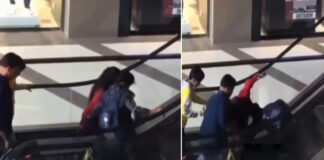 video of two girls climbing escalator video viral