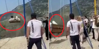two women almost fall to death after swing breaks video viral
