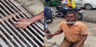 uncle tries to bring airpod out from gutter video viral