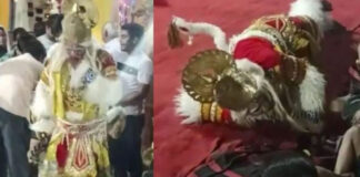 man dies at ganesh mandal while performing as hanuman video viral
