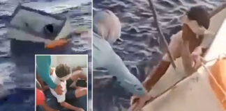 brazil man stay afloat in sea video viral