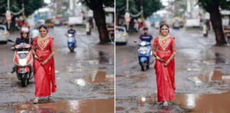 bride photoshoot at pothole in keral video viral