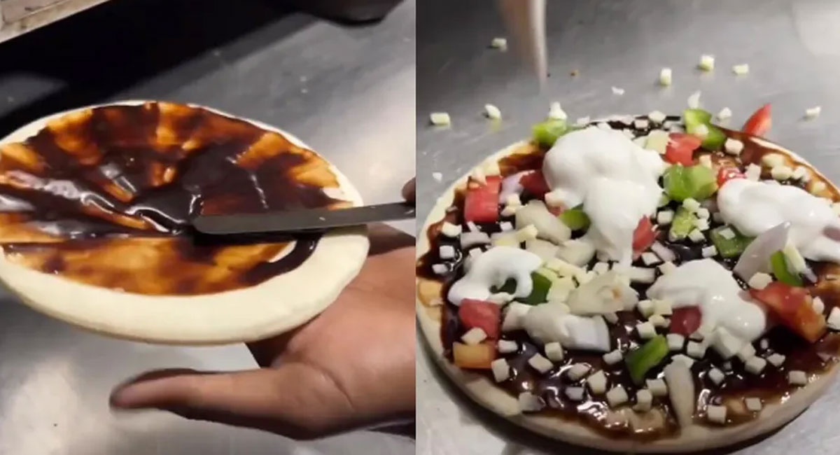 pizza made with chocolate and ice cream video viral