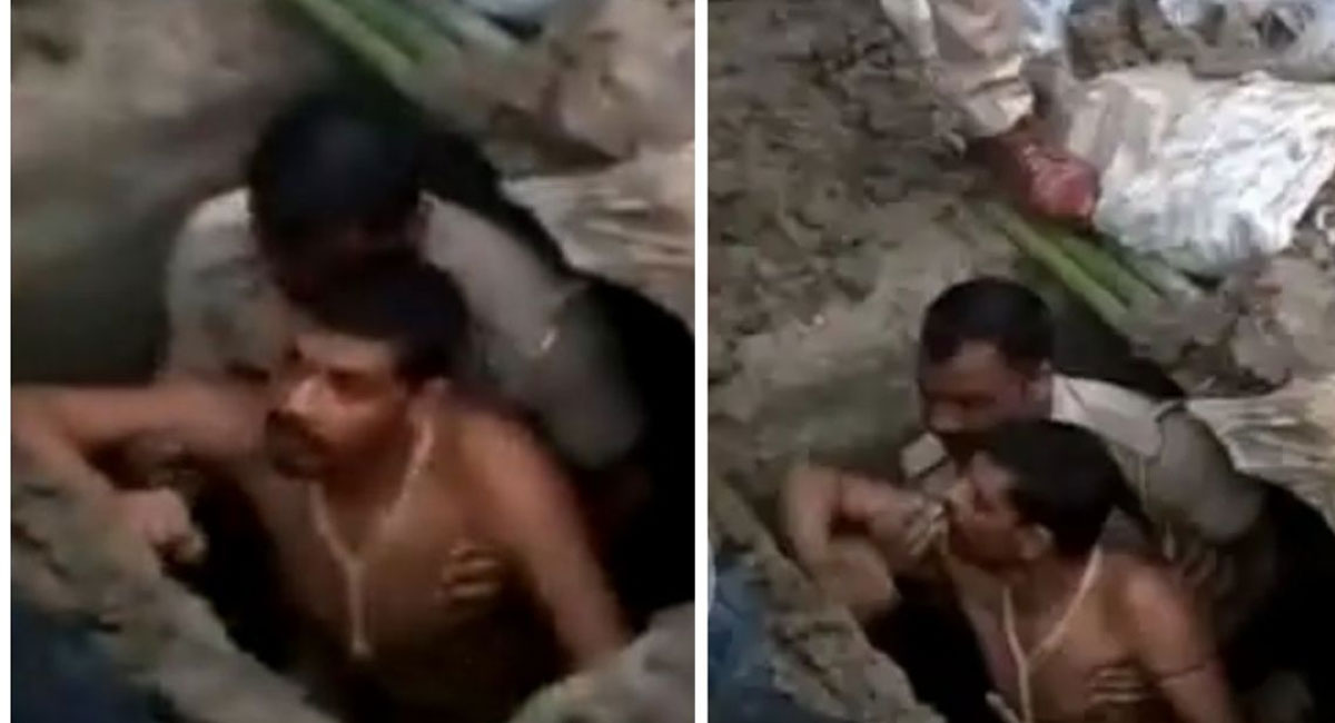 man buries himself under ground on sadhu advice in up video viral